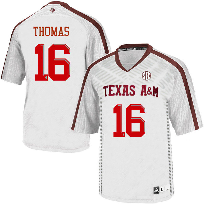 Men #16 Dwaine Thomas Texas A&M Aggies College Football Jerseys-White - Click Image to Close
